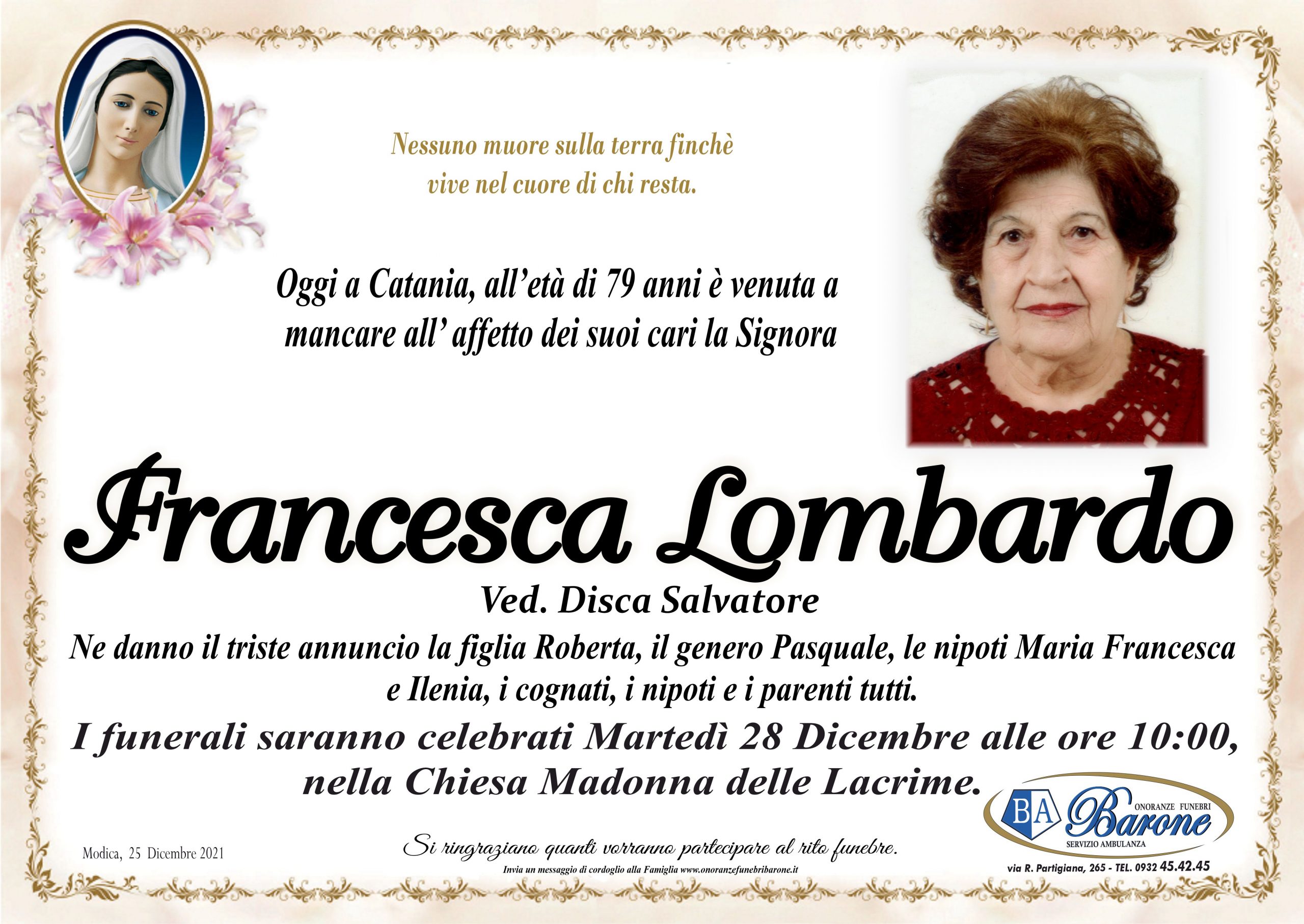 Necrologi: Francesca Lombardo