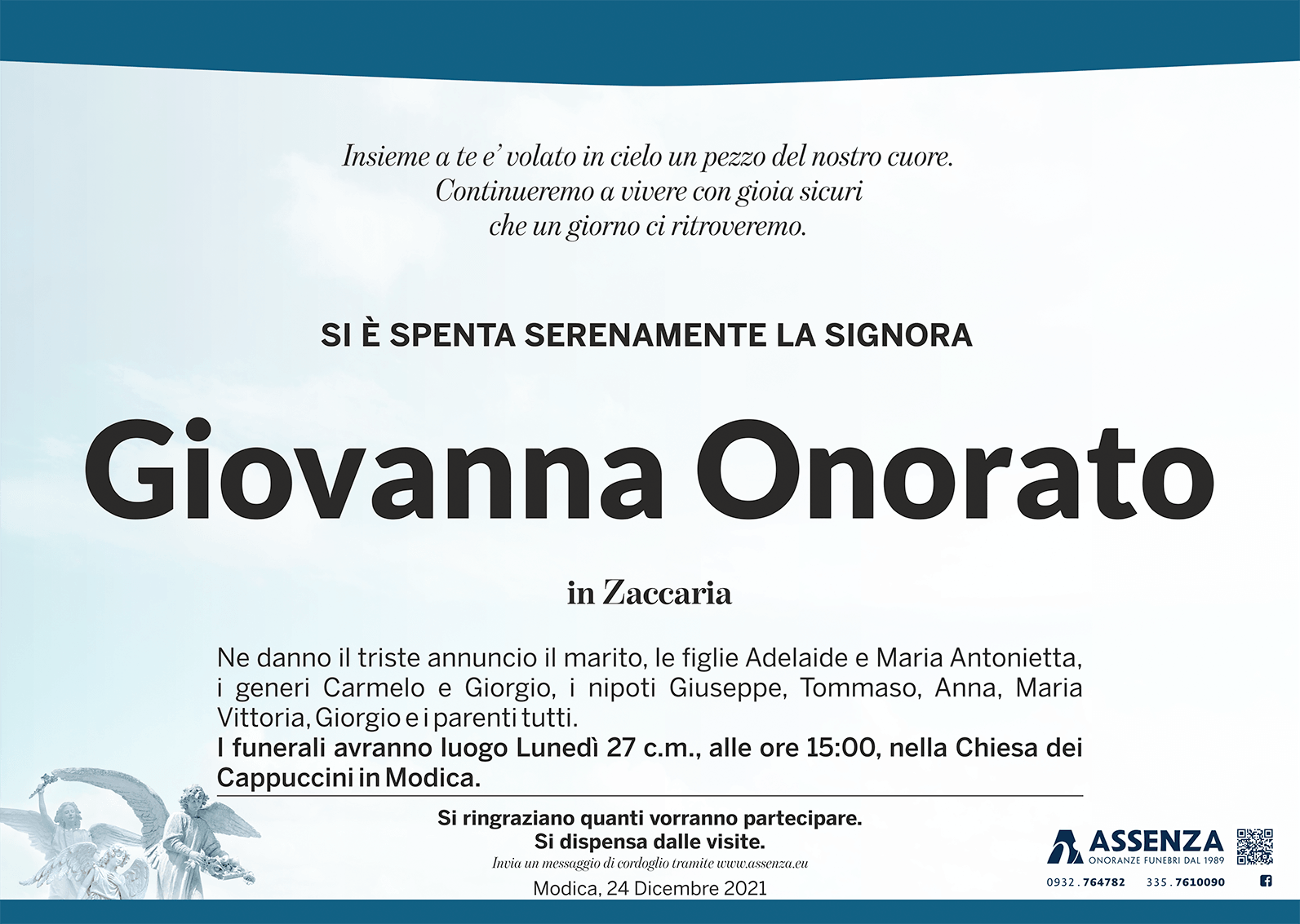 Necrologi Giovanna Onorato Ragusa Oggi