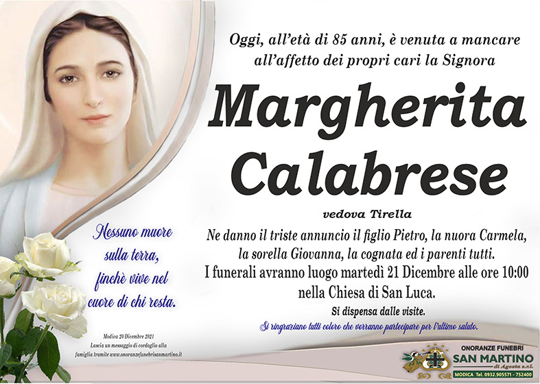 Necrologi: Margherita Calabrese