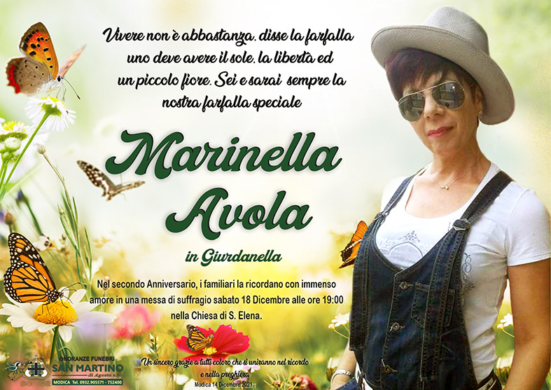 Necrologi, anniversario: Marinella Avola
