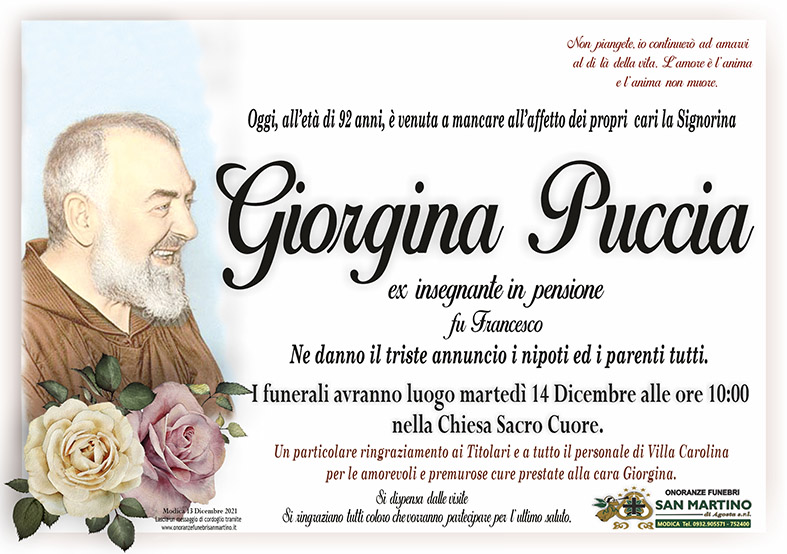 Necrologi: Giorgina Puccia