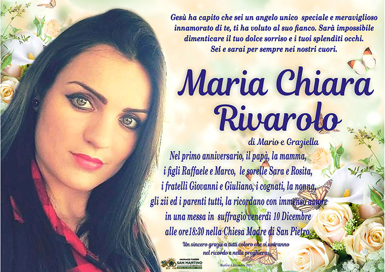 Necrologi, anniversario: Maria Chiara Rivarolo