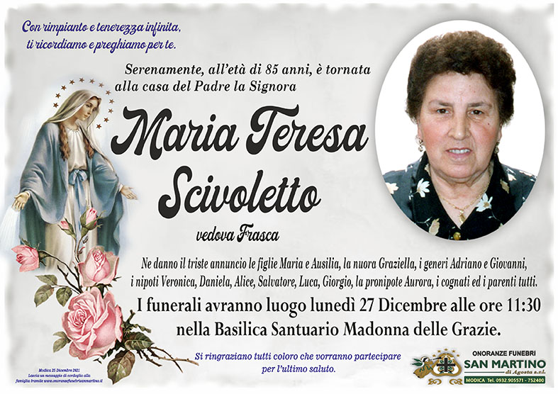 Necrologi: Maria Teresa Scivoletto
