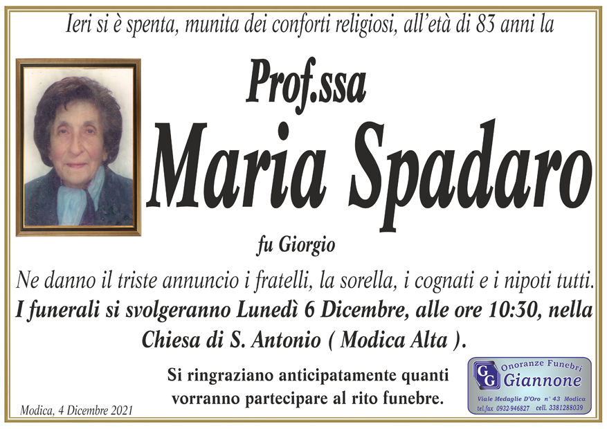 Necrologi Maria Spadaro