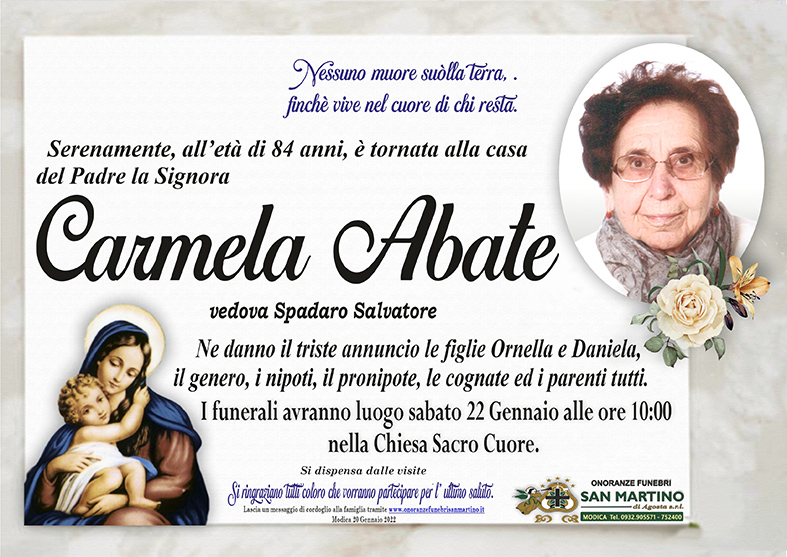 Necrologi: Carmela Abate