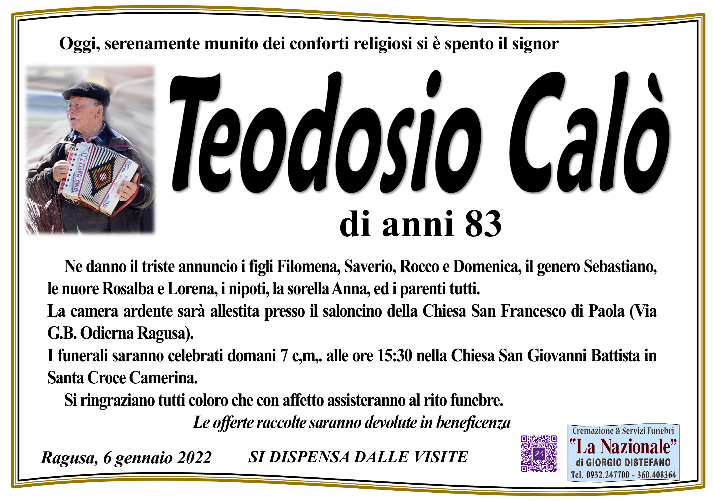 Necrologi: Teodosio Calò