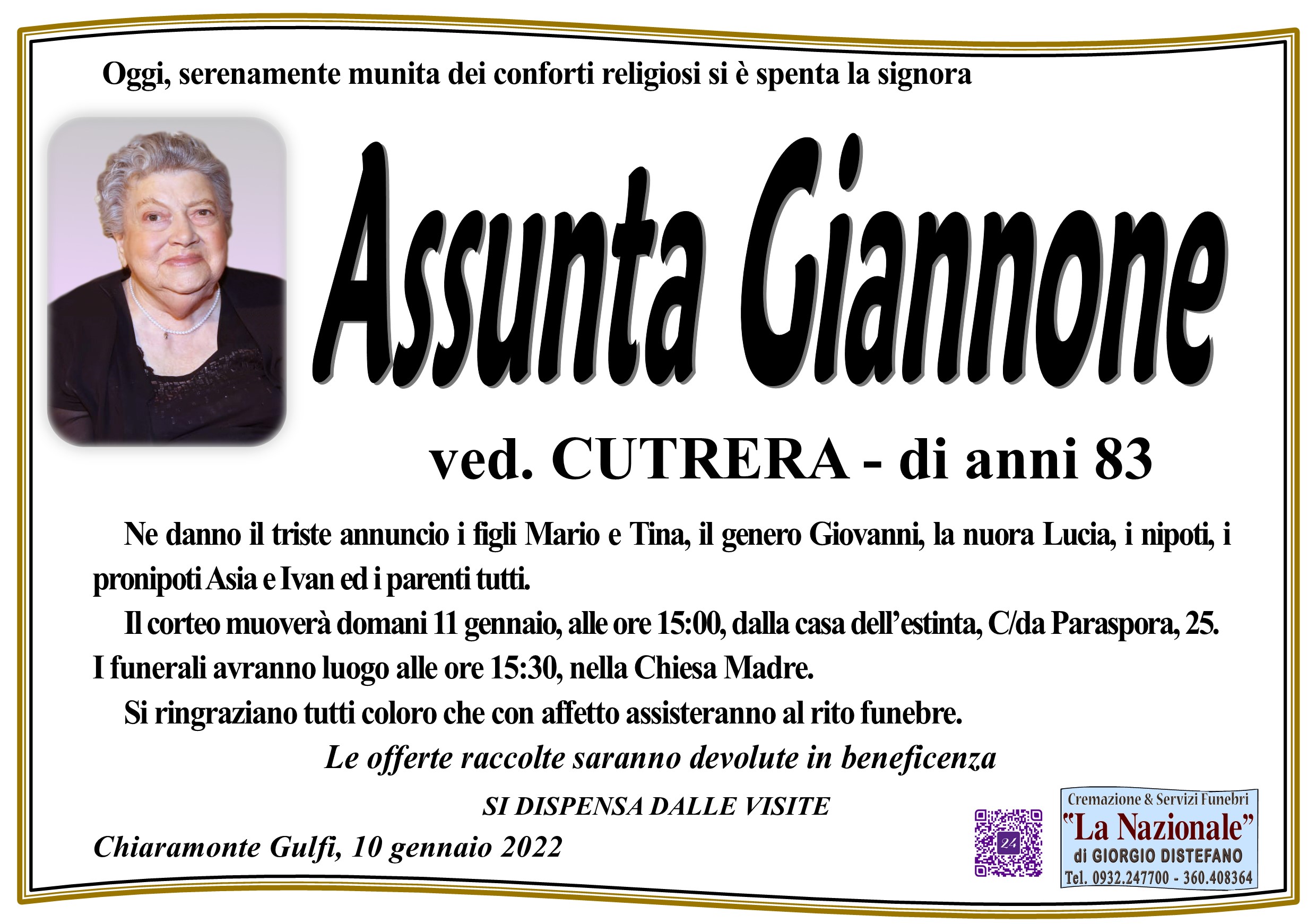 Necrologi: Assunta Giannone
