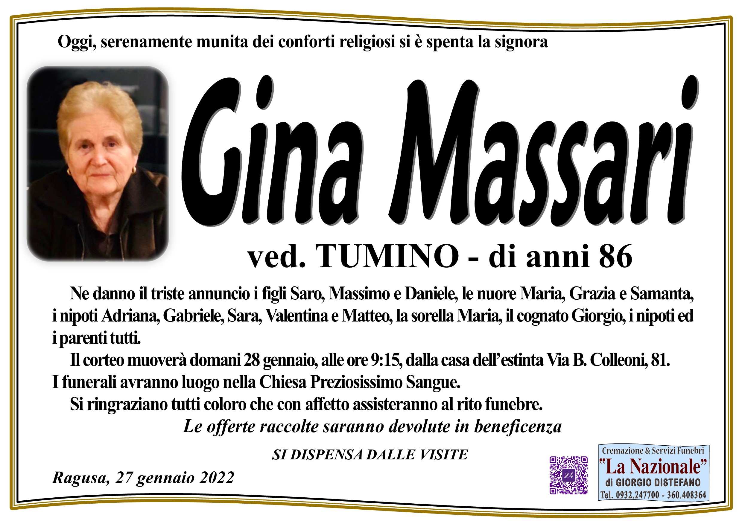 Necrologi: Gina Massari