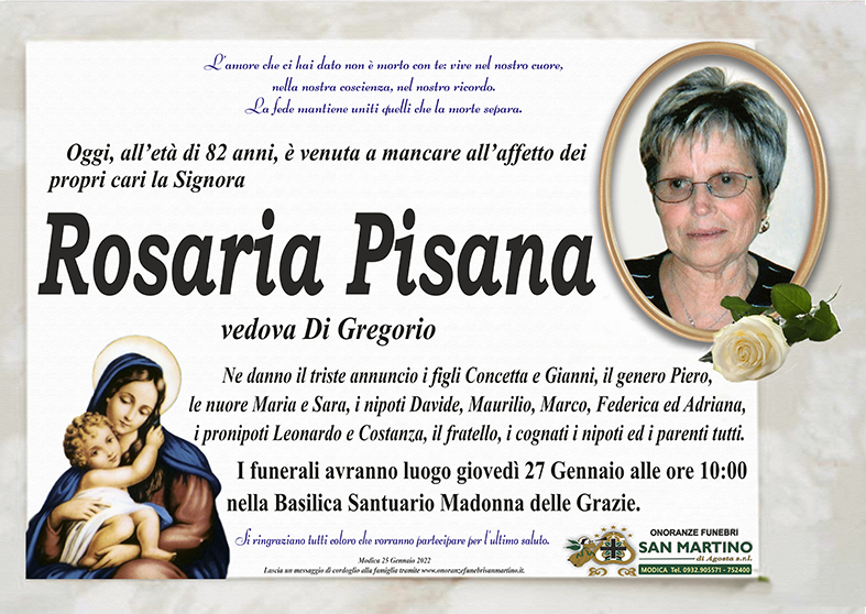 Necrologi: Rosaria Pisana