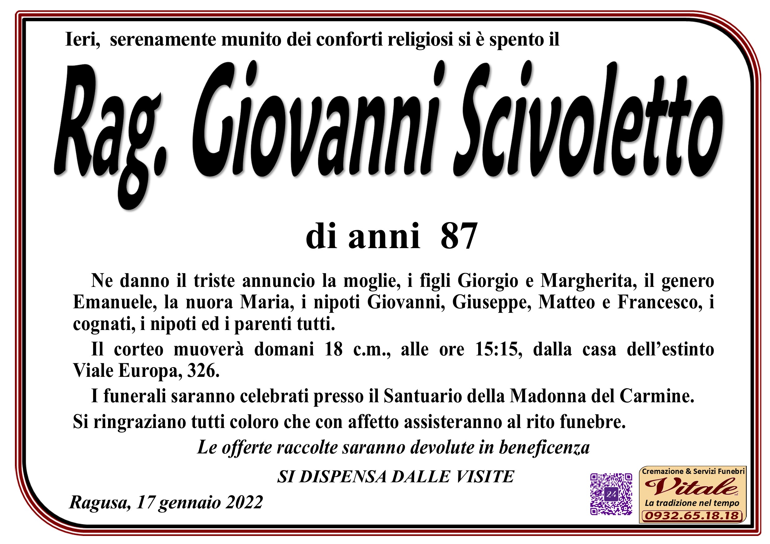Necrologi: Giovanni Scivoletto