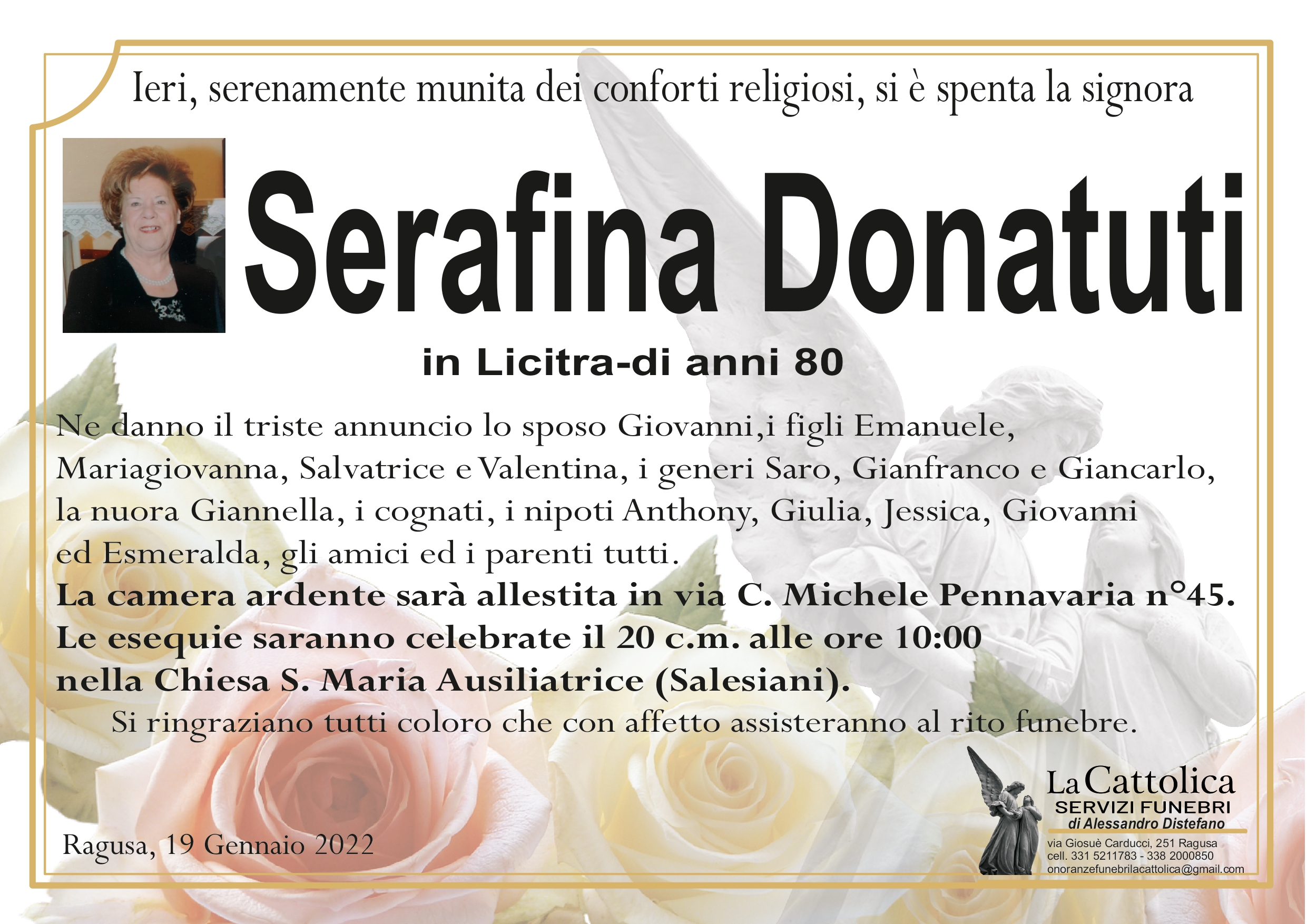 Necrologi: Serafina Donatuti