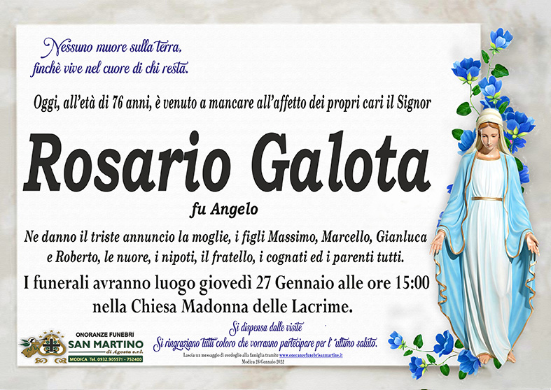 Necrologi: Rosario Galota
