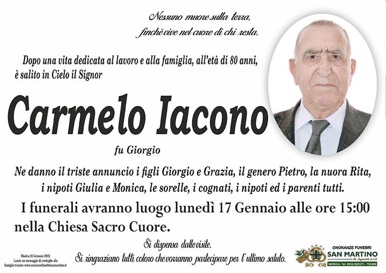 Necrologi: Carmelo Iacono