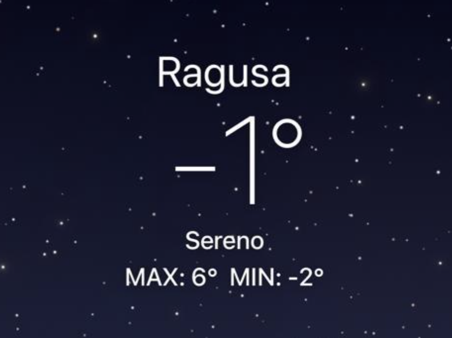 Ragusa sotto zero. E nelle prossime ore anche a -4
