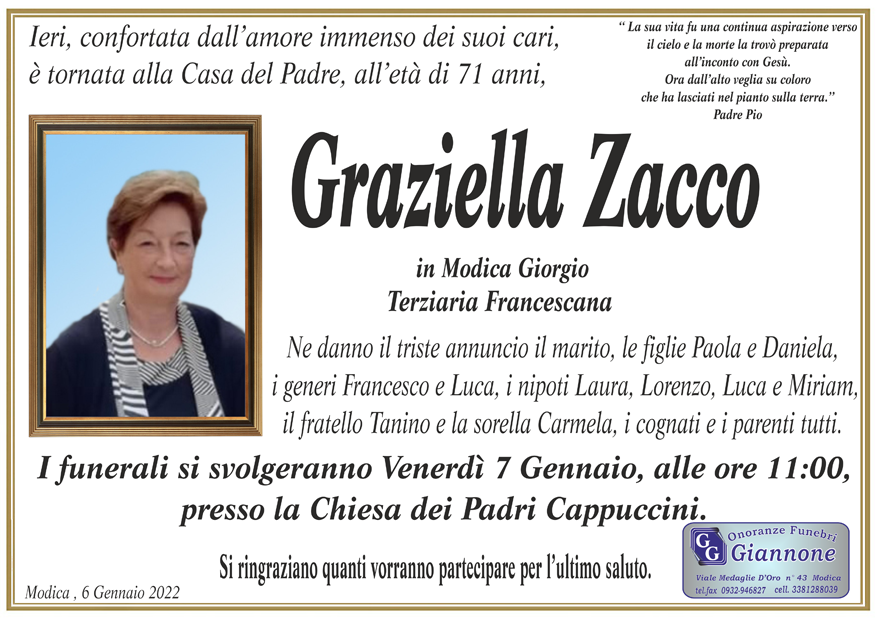 Necrologi: Graziella Zacco