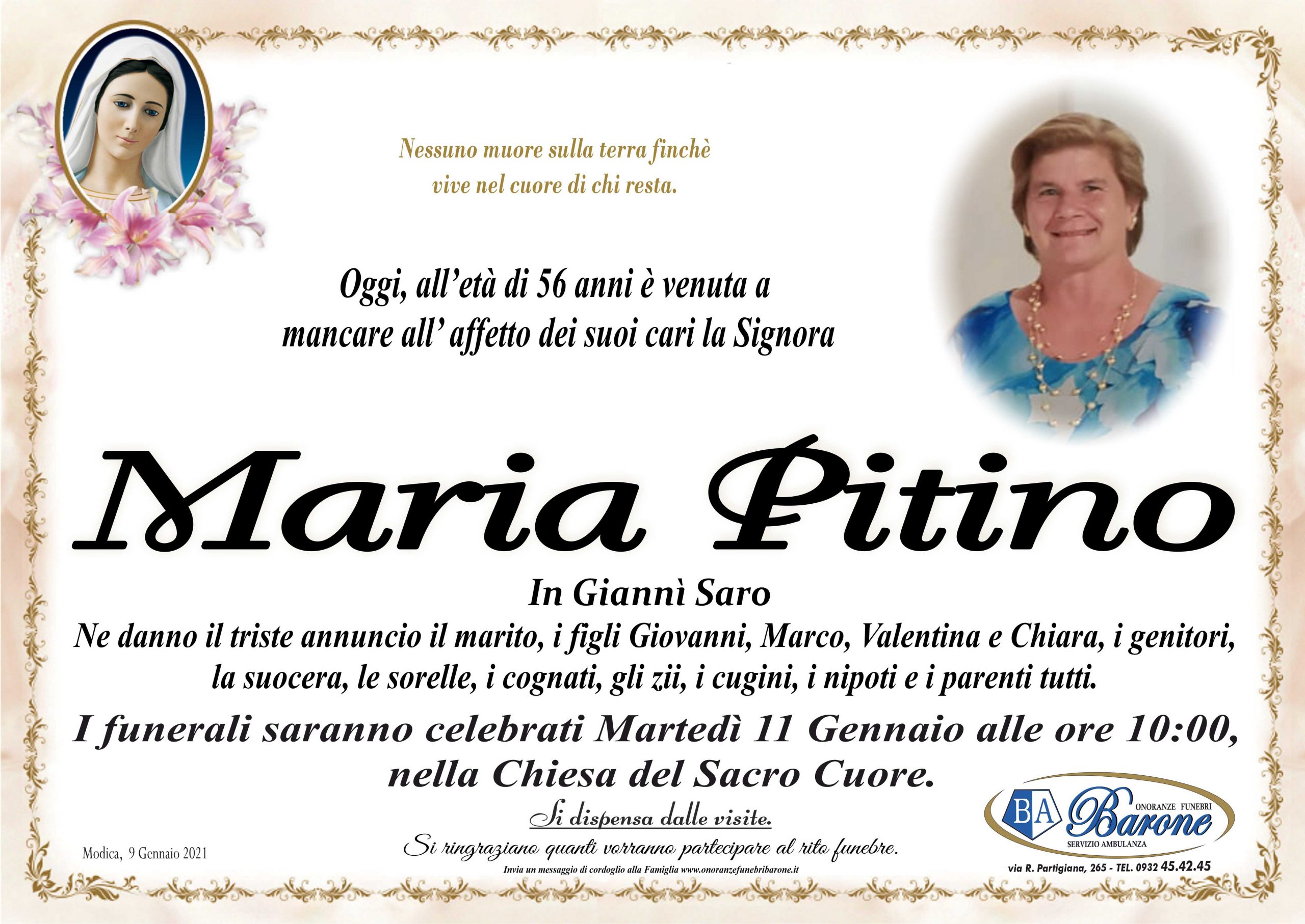 Necrologi: Maria Pitino