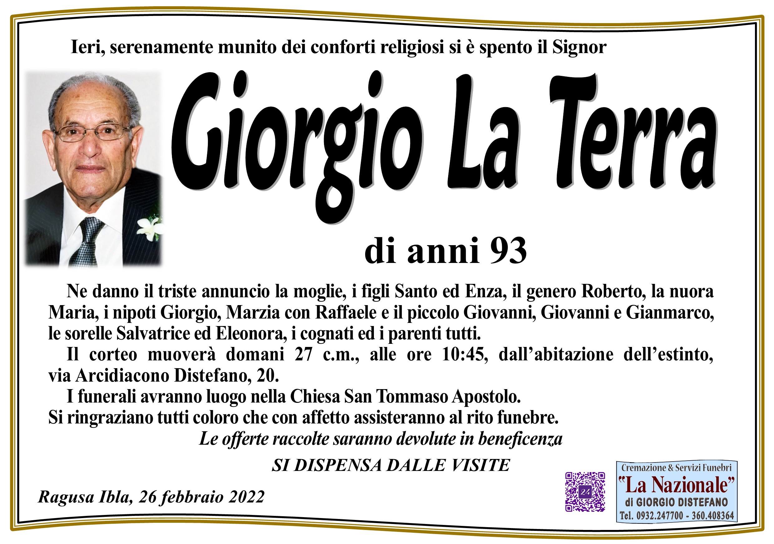Necrologi: Giorgio La Terra
