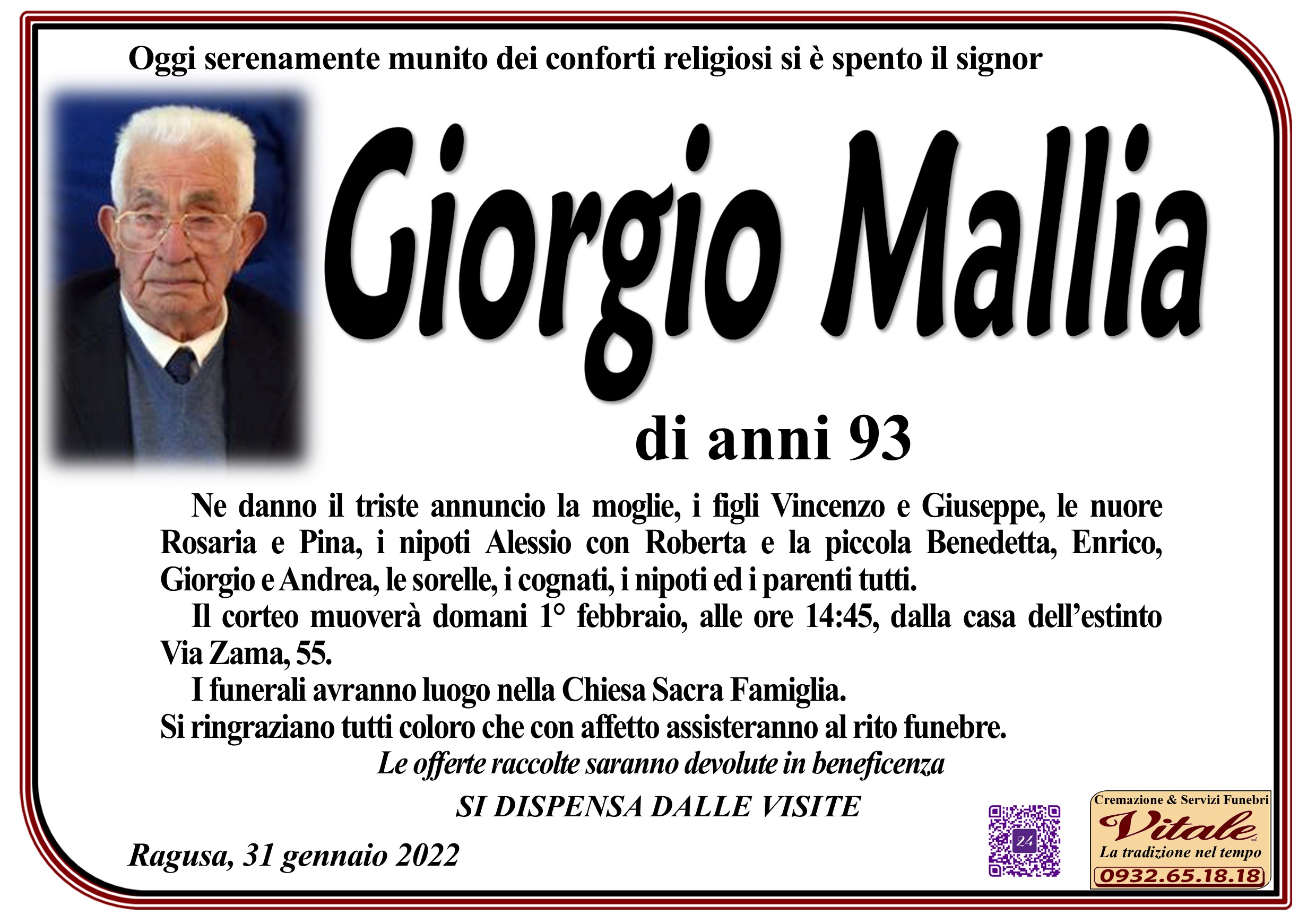 Necrologi: Giorgio Mallia