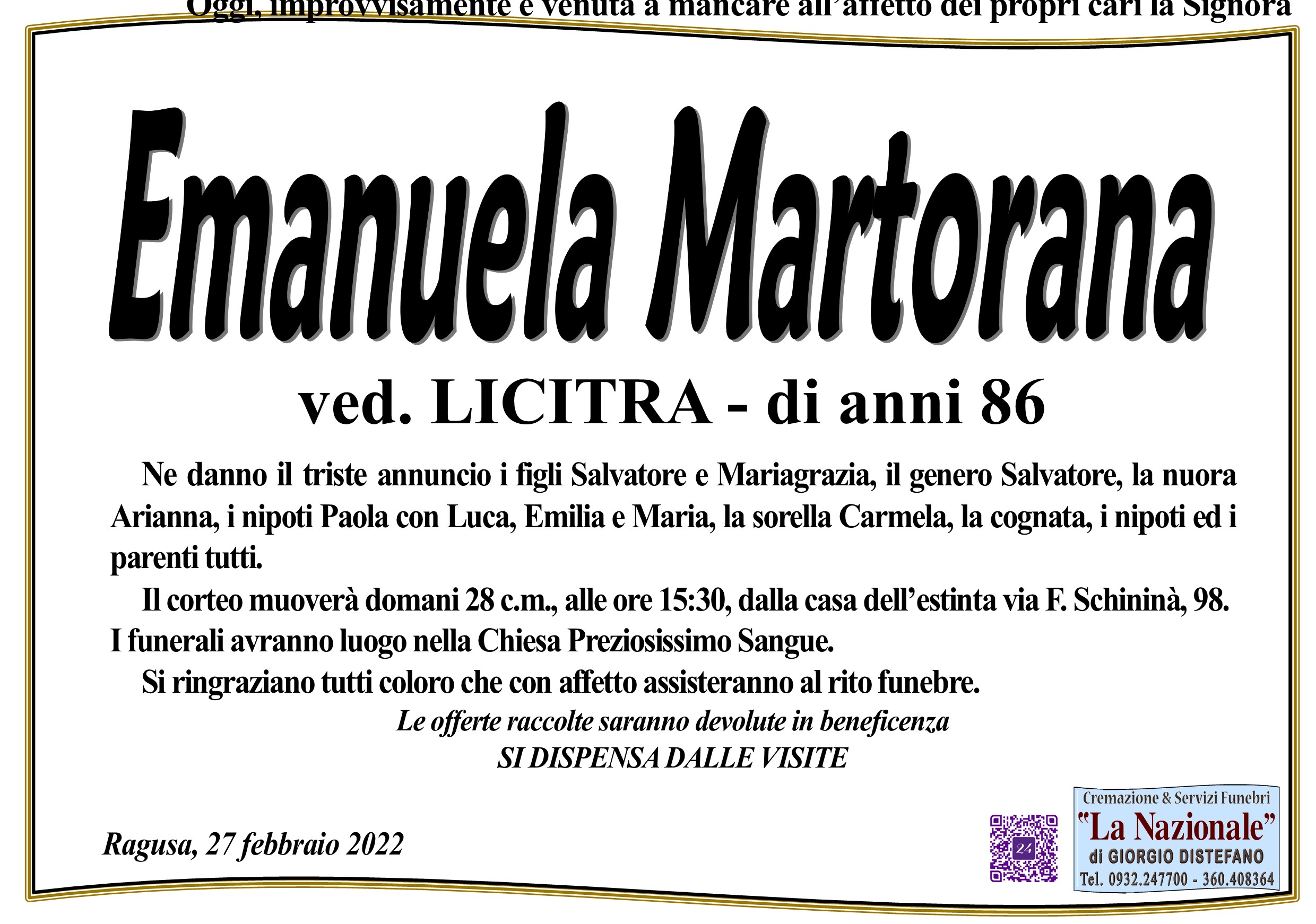 Necrologi: Emanuela Martorana