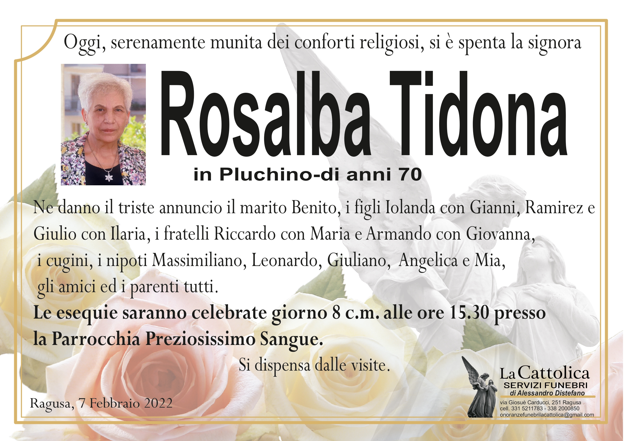 Necrologi: Rosalba Tidona