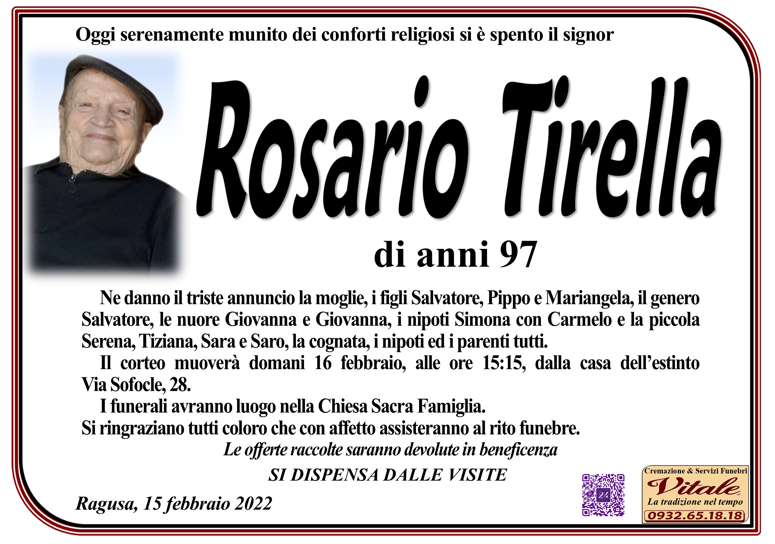 Necrologi: Rosario Tirella