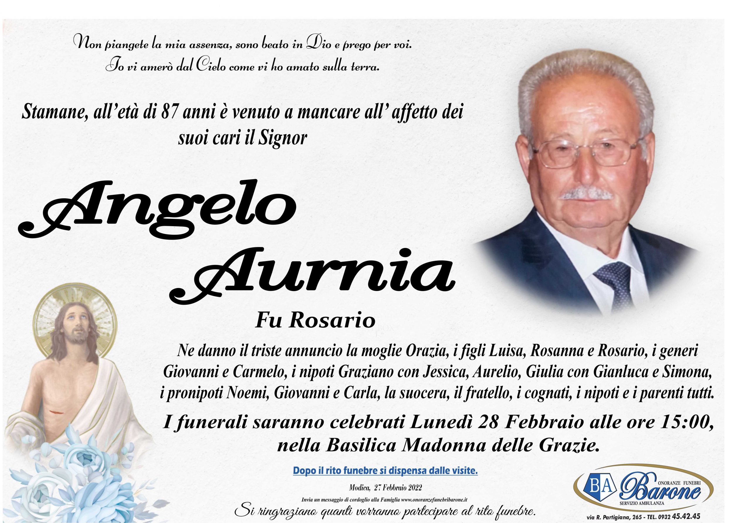 Necrologi: Angelo Aurnia