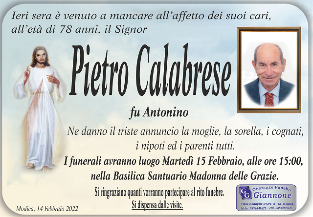 Necrologi: Pietro Calabrese
