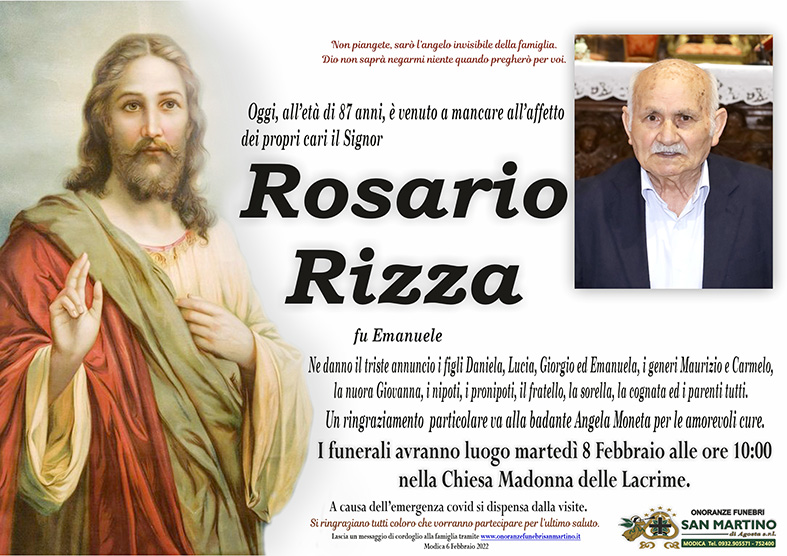 Necrologi: Rosario Rizza