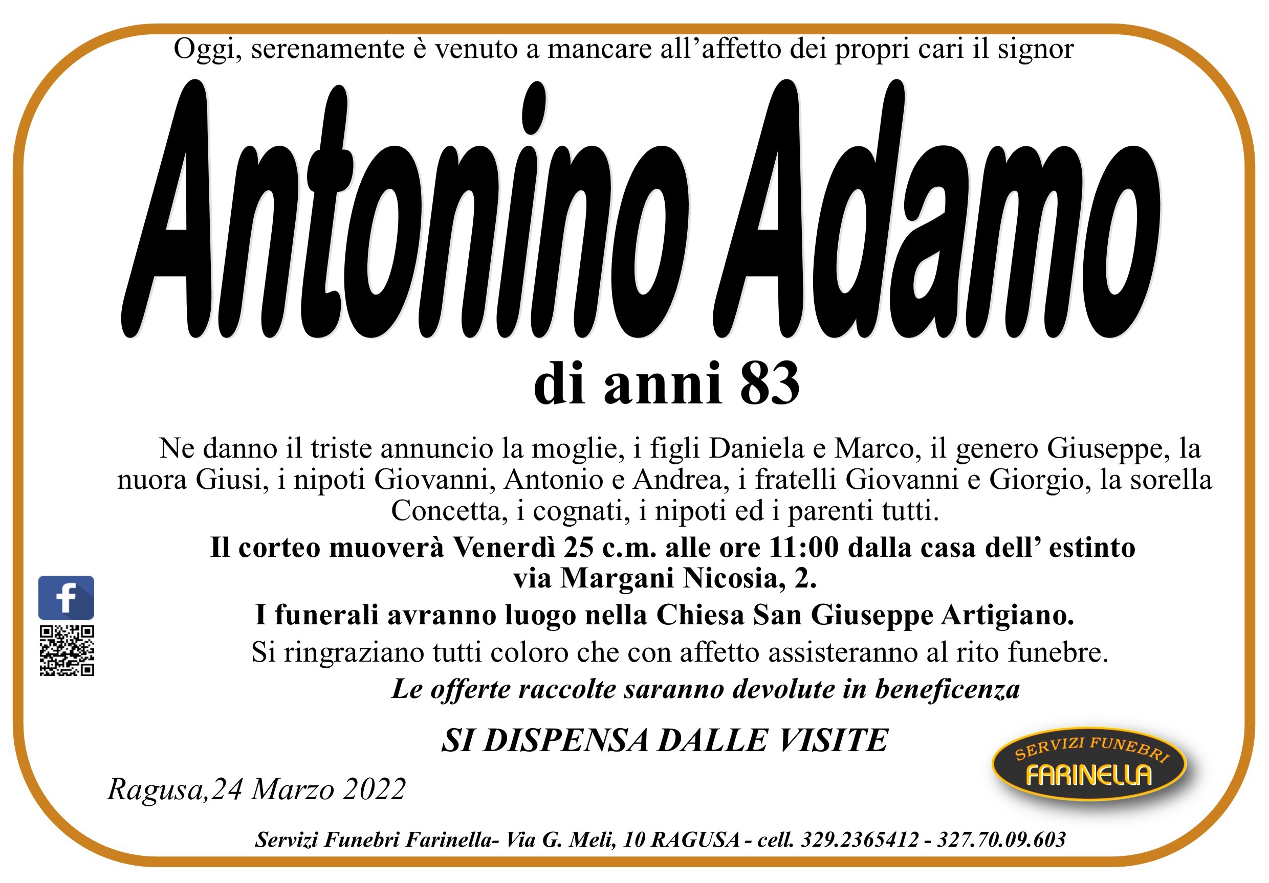 Necrologi: Antonino Adamo