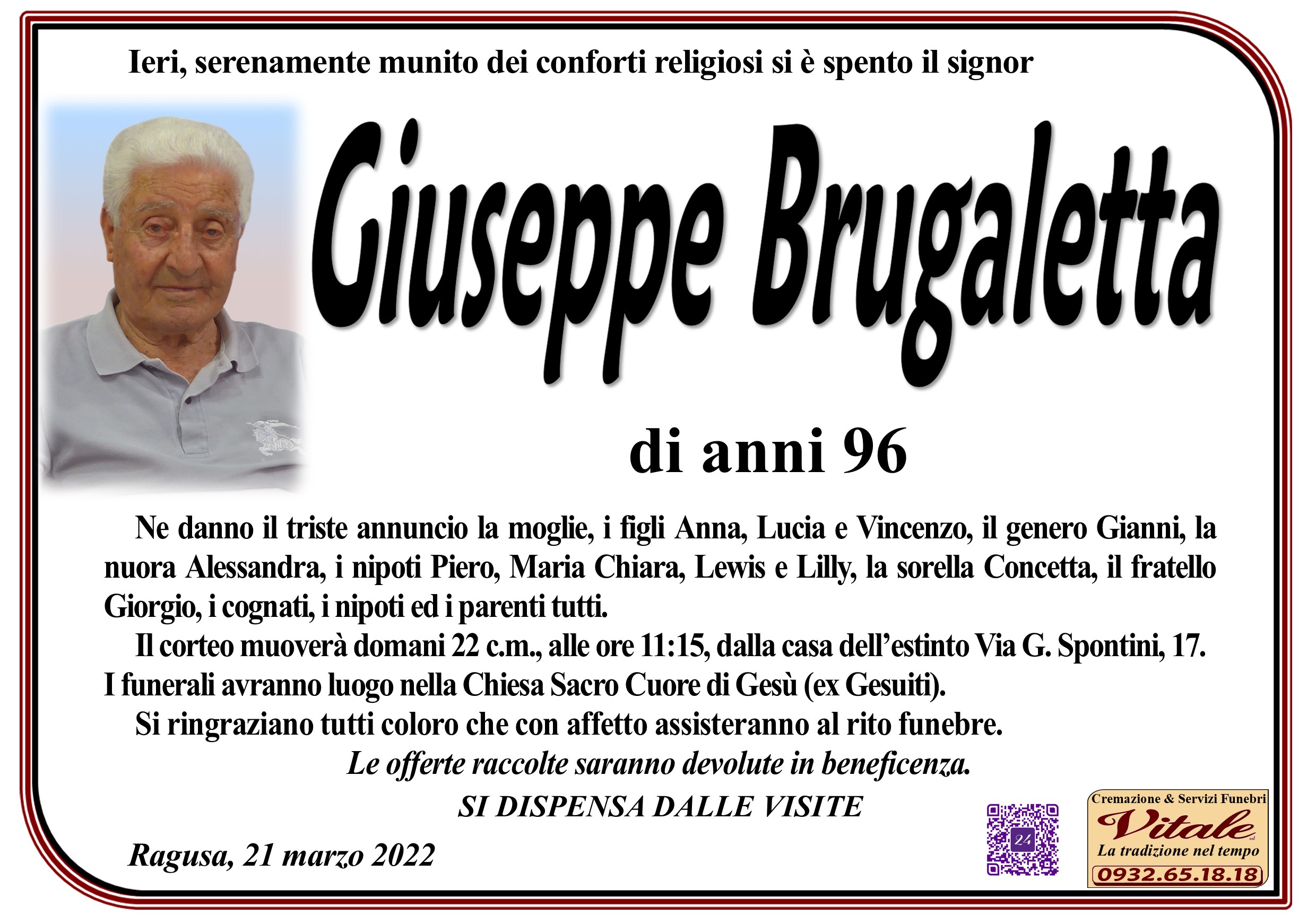 Necrologi: Giuseppe Brugaletta