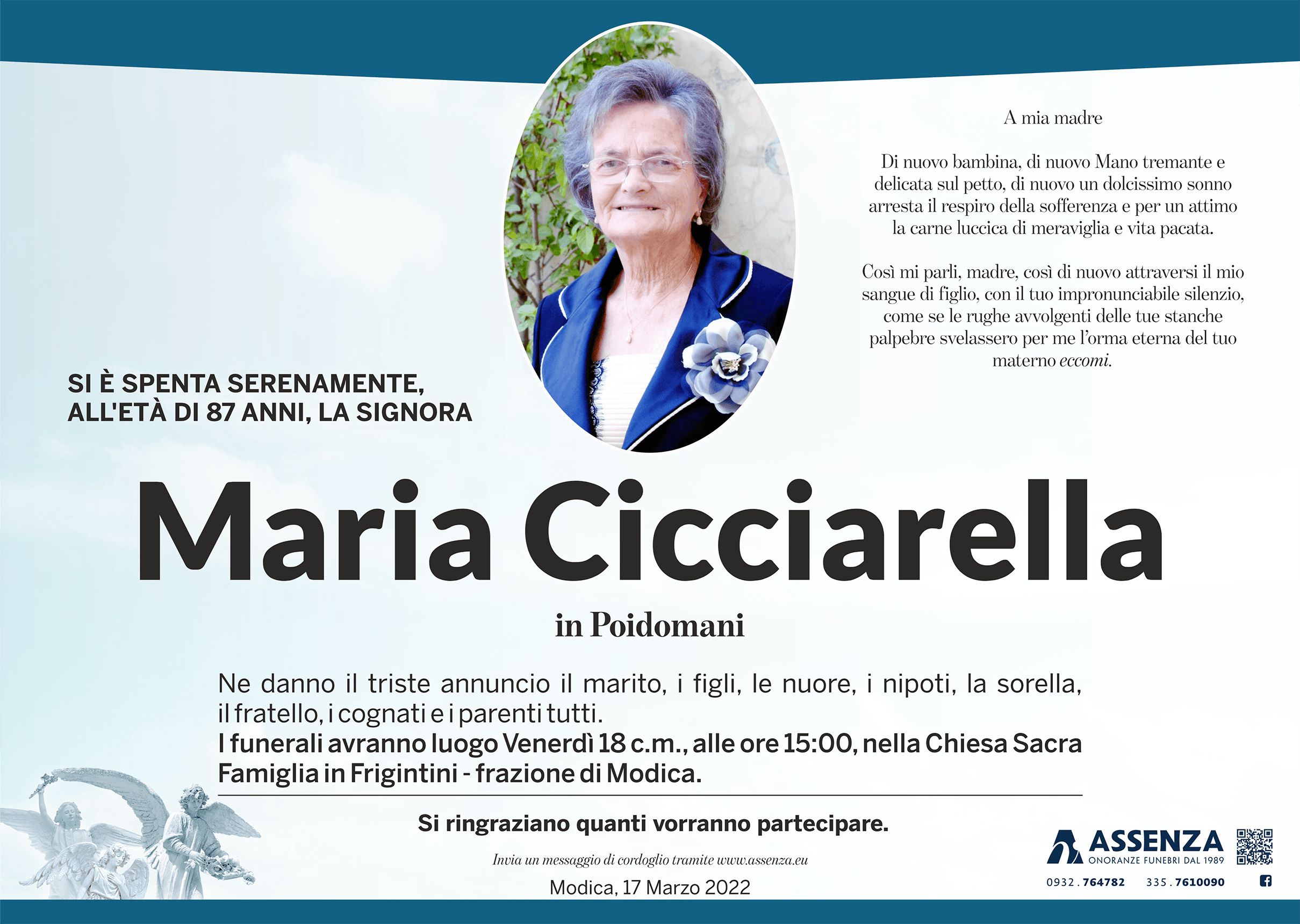 Necrologi: Maria Cicciarella