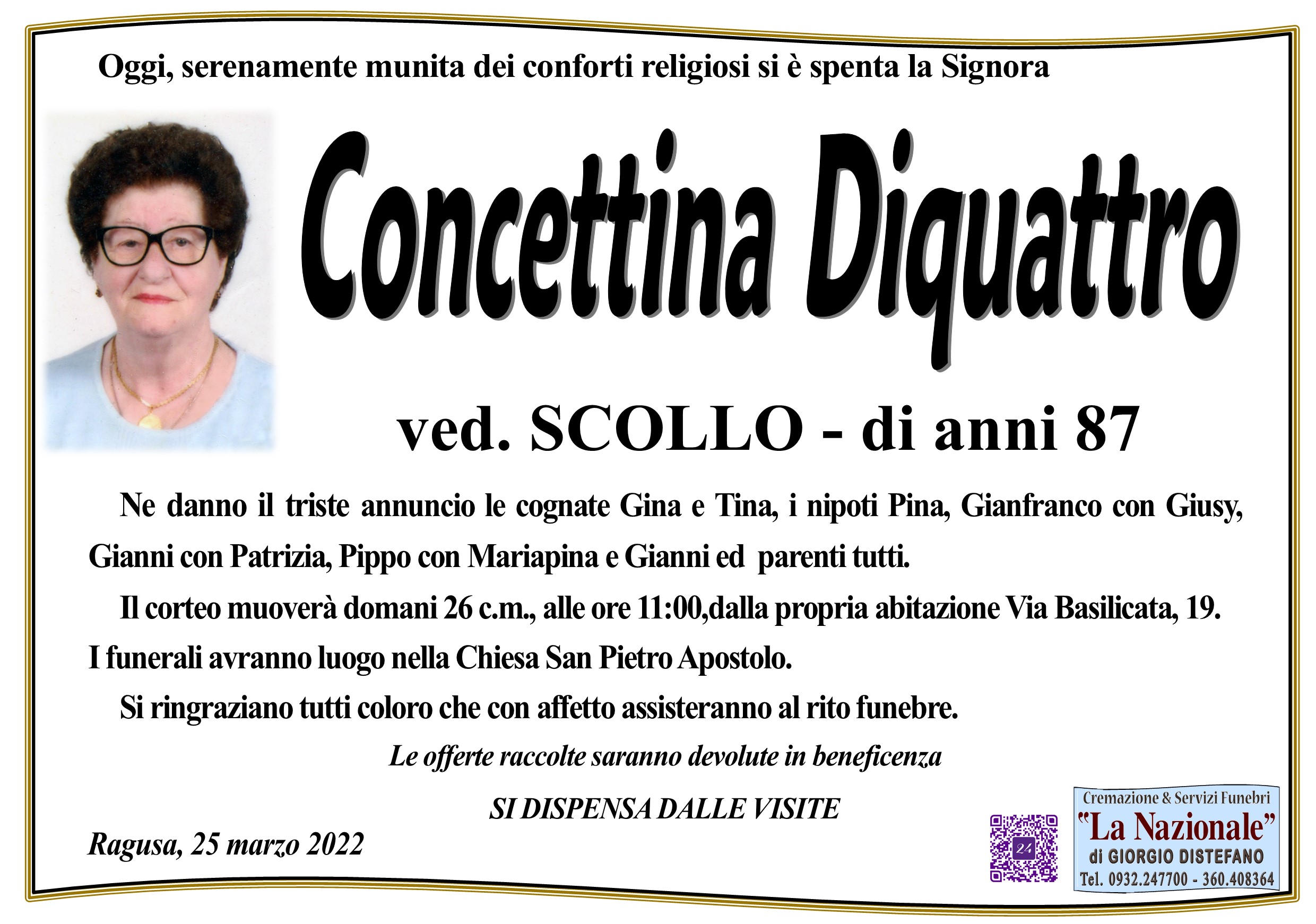 Necrologi: Concettina Diquattro