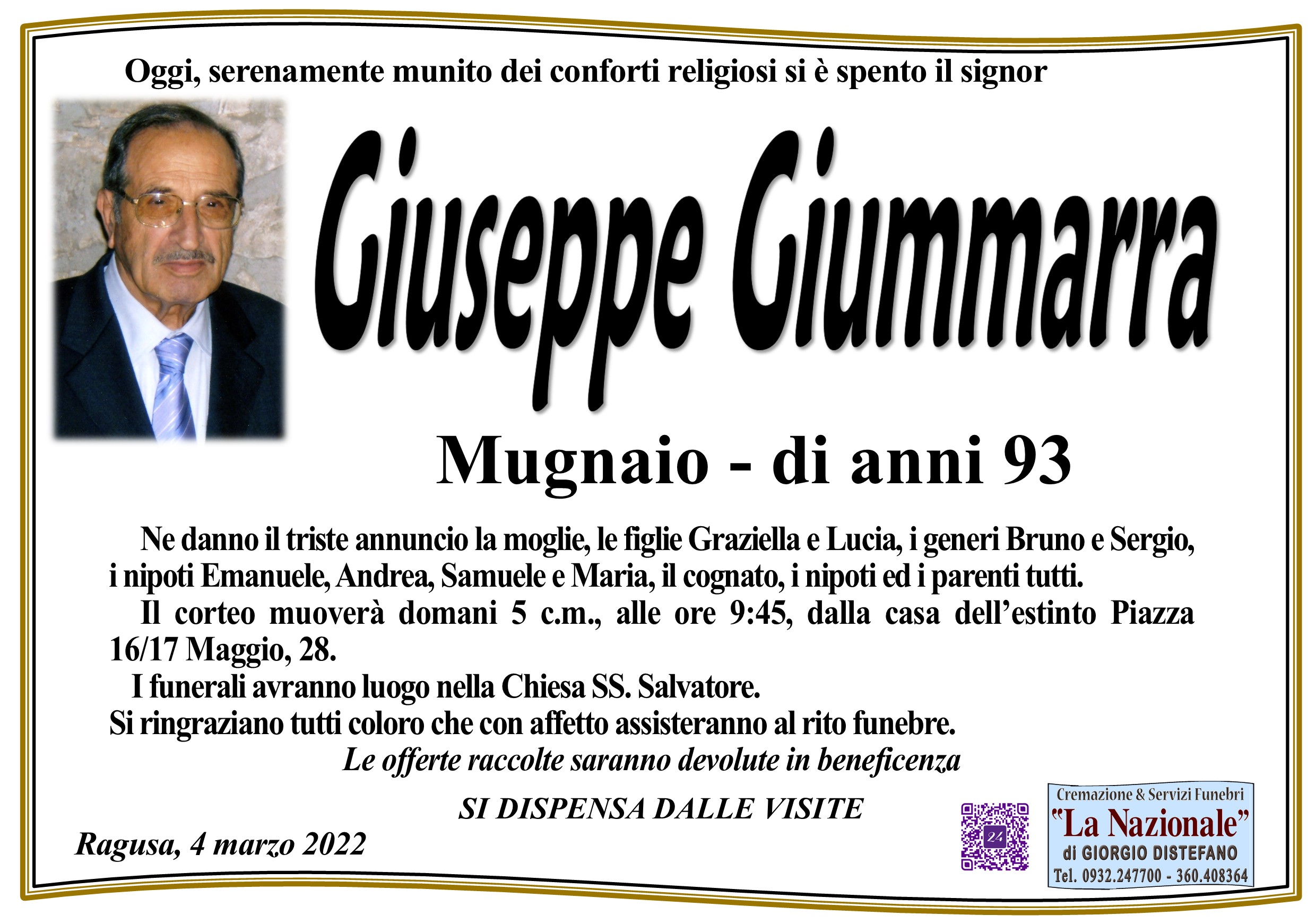 Necrologi: Giuseppe Giummarra