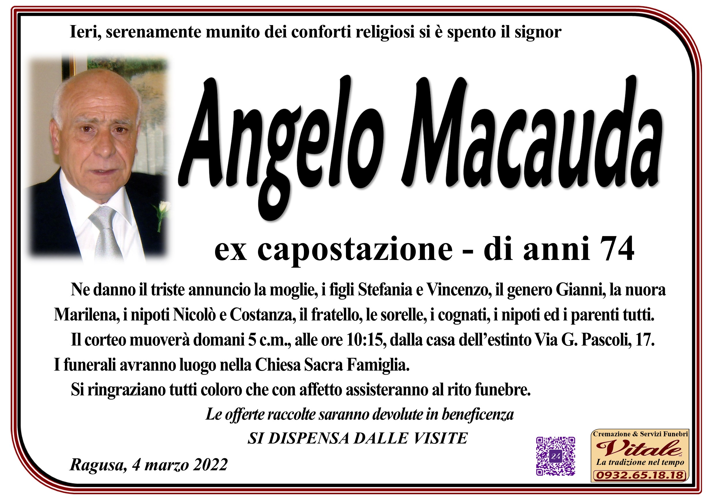 Necrologi: Angelo Macauda