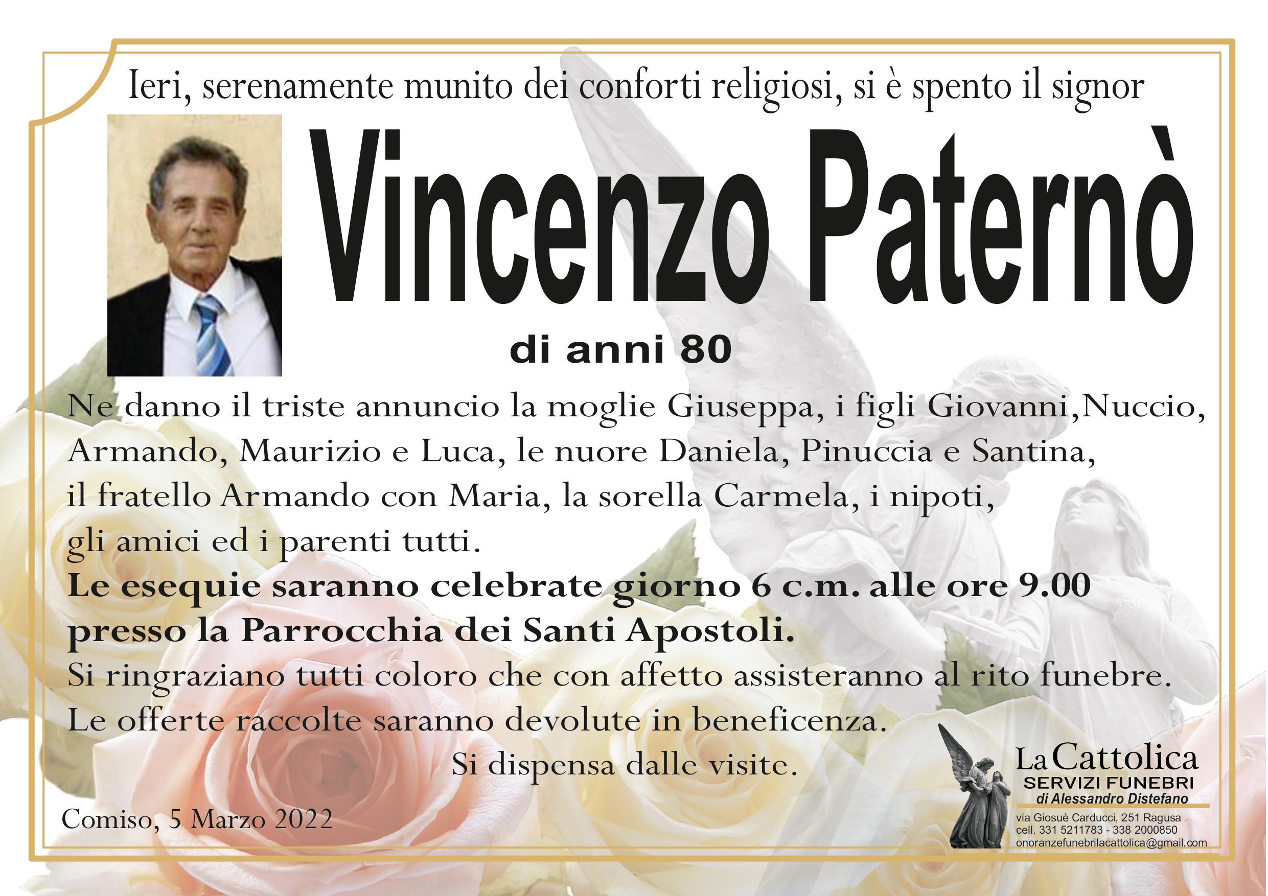 Necrologi: Vincenzo Paternò