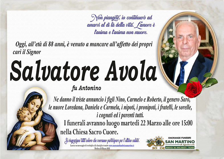 Necrologi: Salvatore Avola