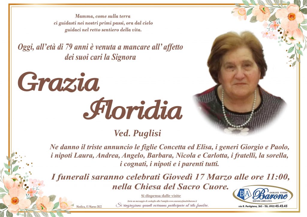 Necrologi: Grazia Floridia - Ragusa Oggi