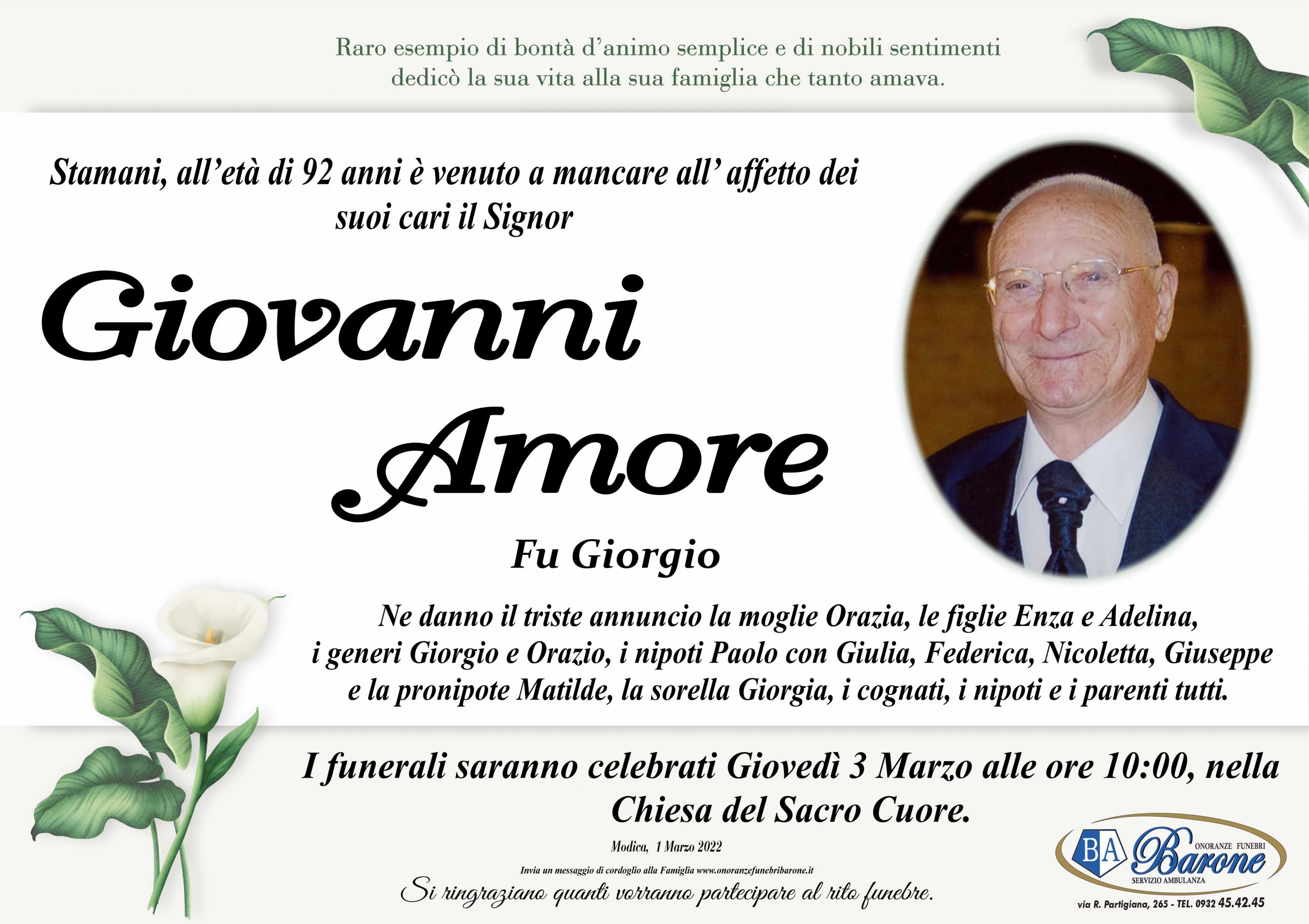 Necrologi Giovanni Amore Ragusa Oggi