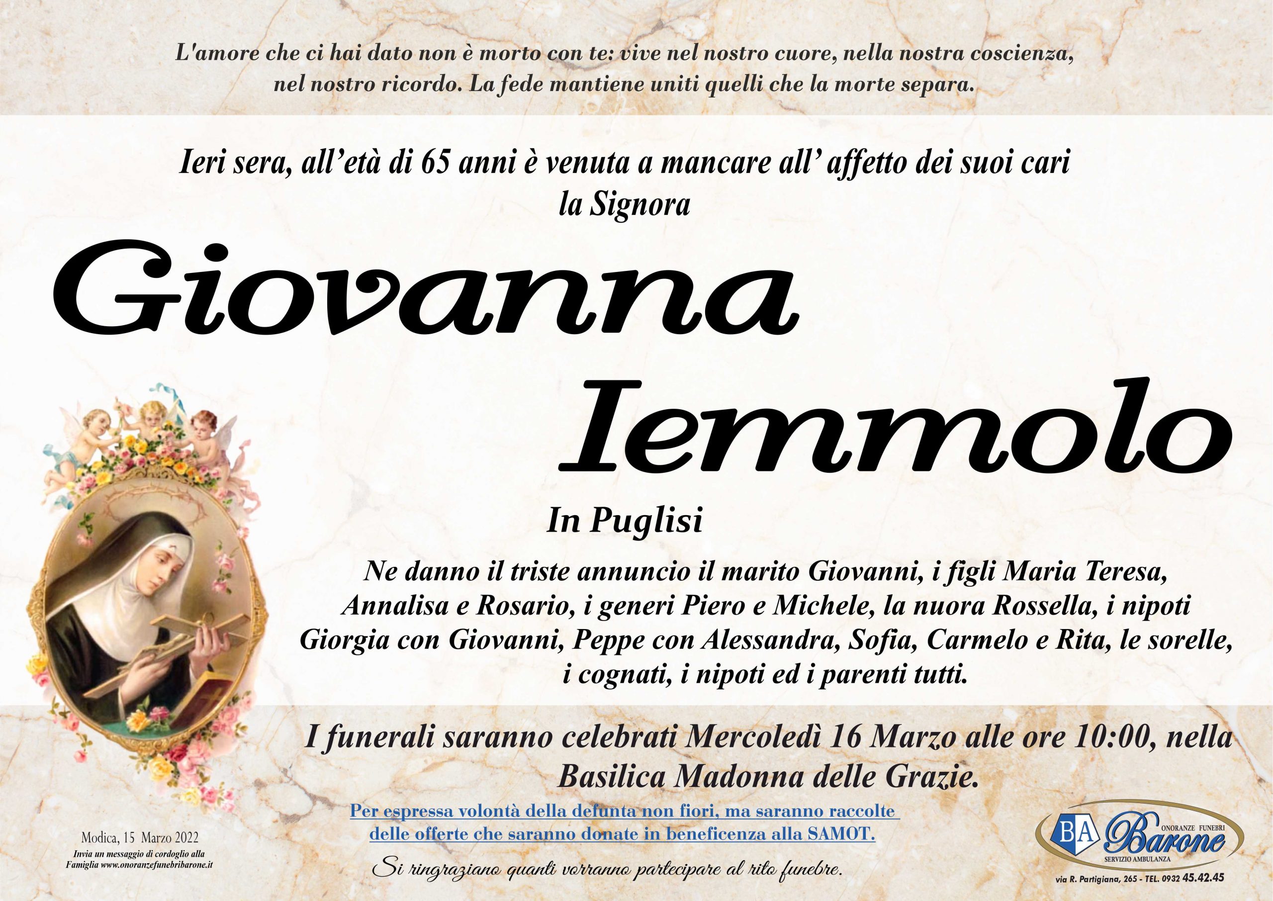 Necrologi: Giovanna Iemmolo