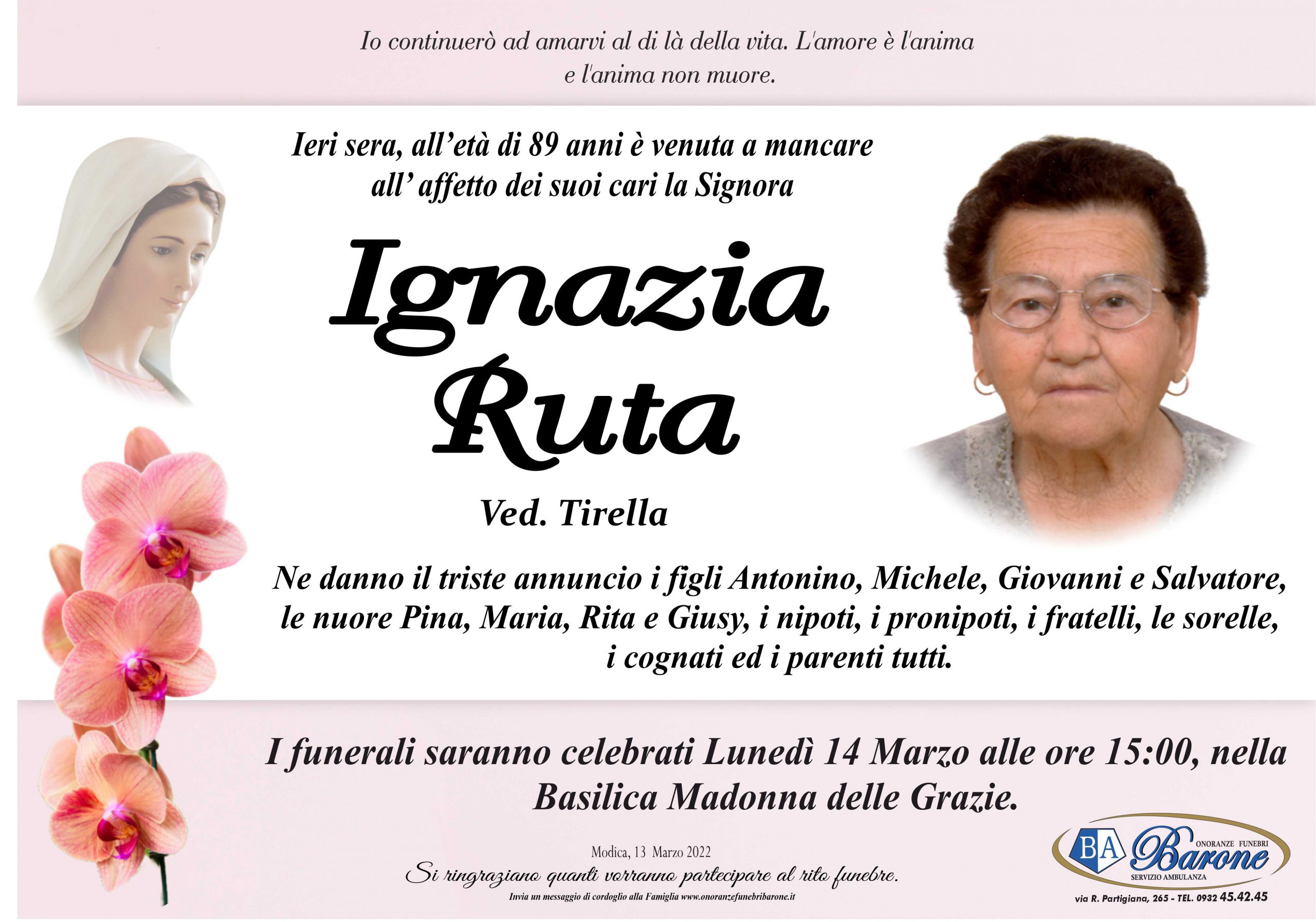 Necrologi: Ignazia Ruta