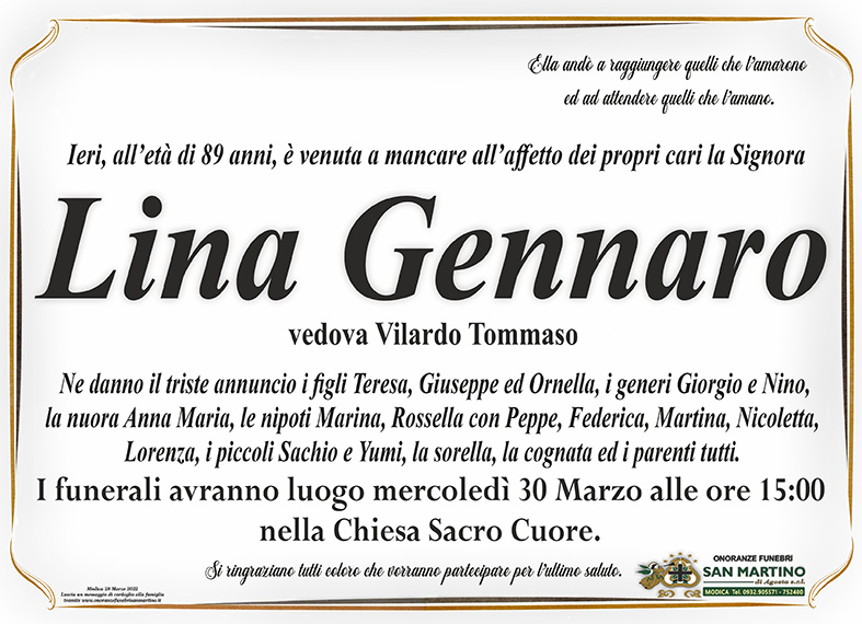 Necrologi: Lina Gennaro