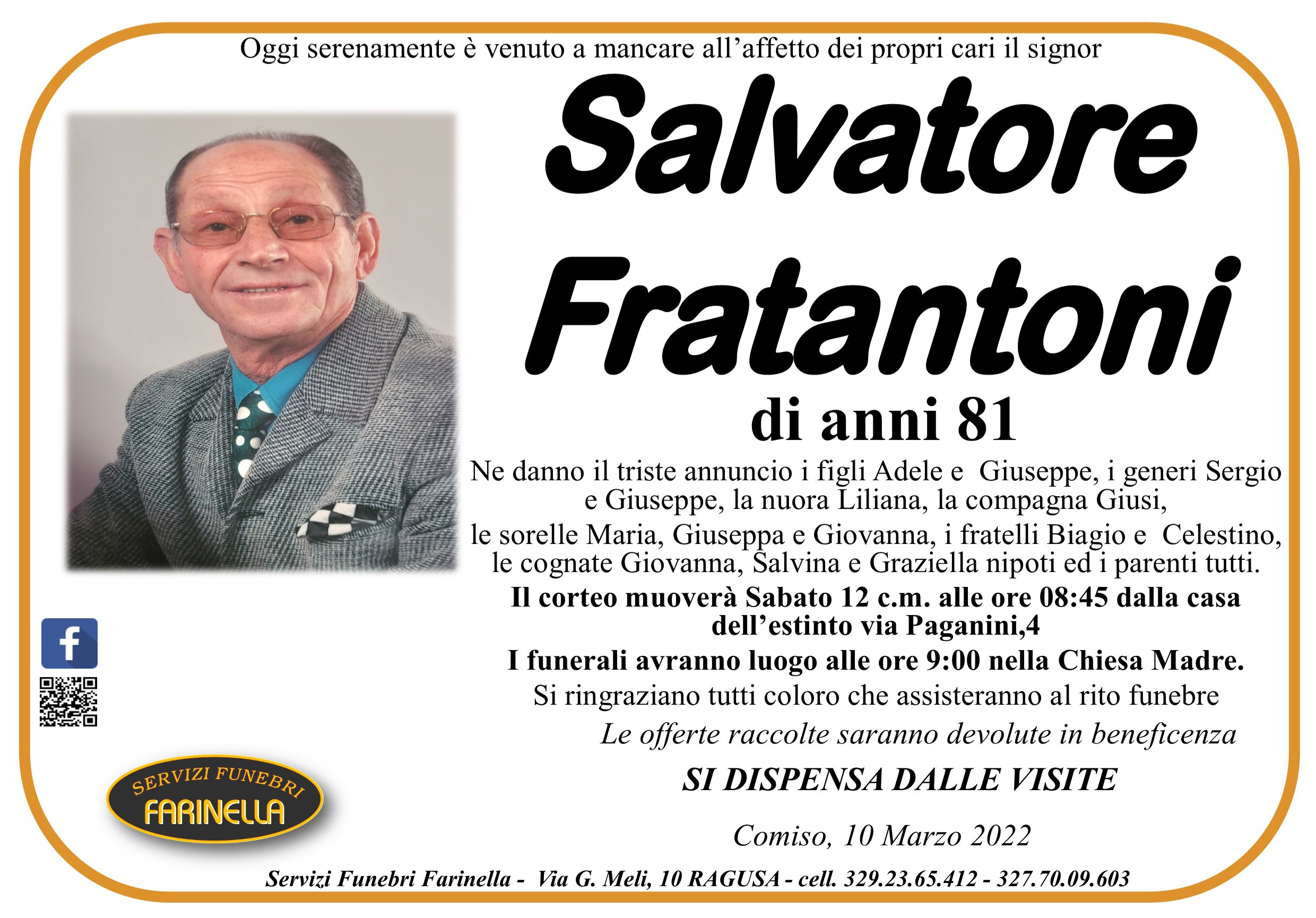 Necrologi: Salvatore Fratantoni