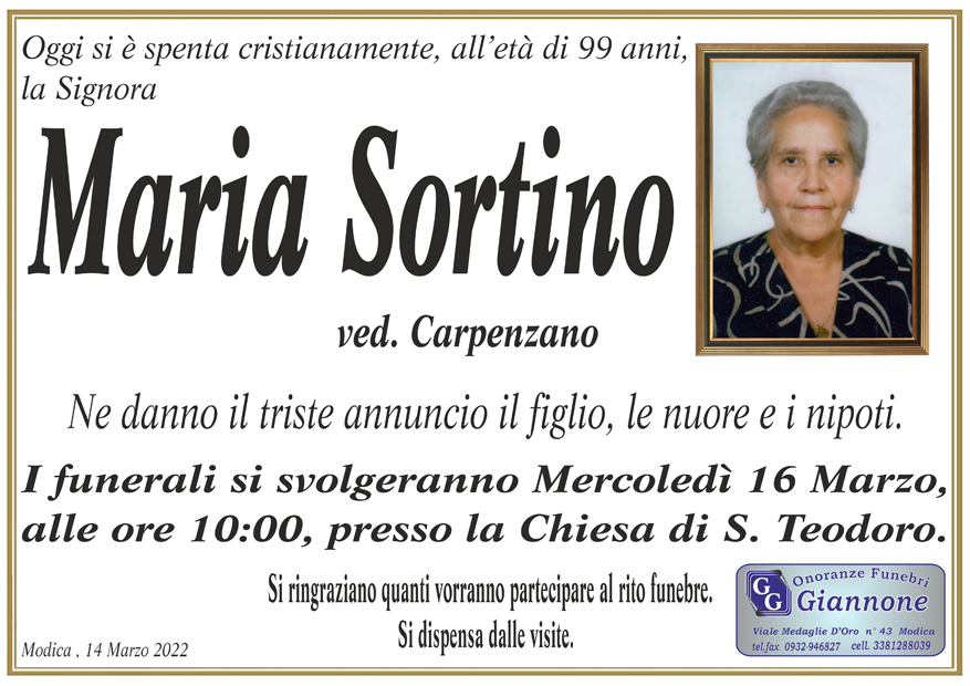 Necrologi: Maria Sortino