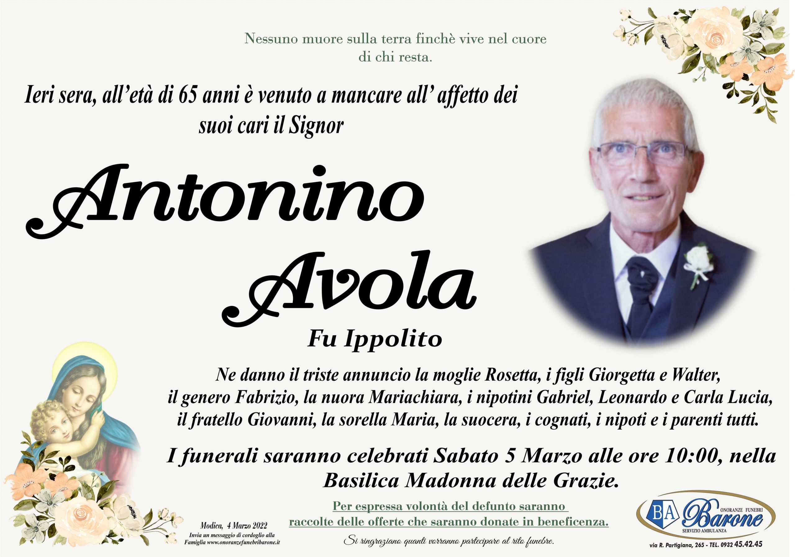 Necrologi: Antonio Avola