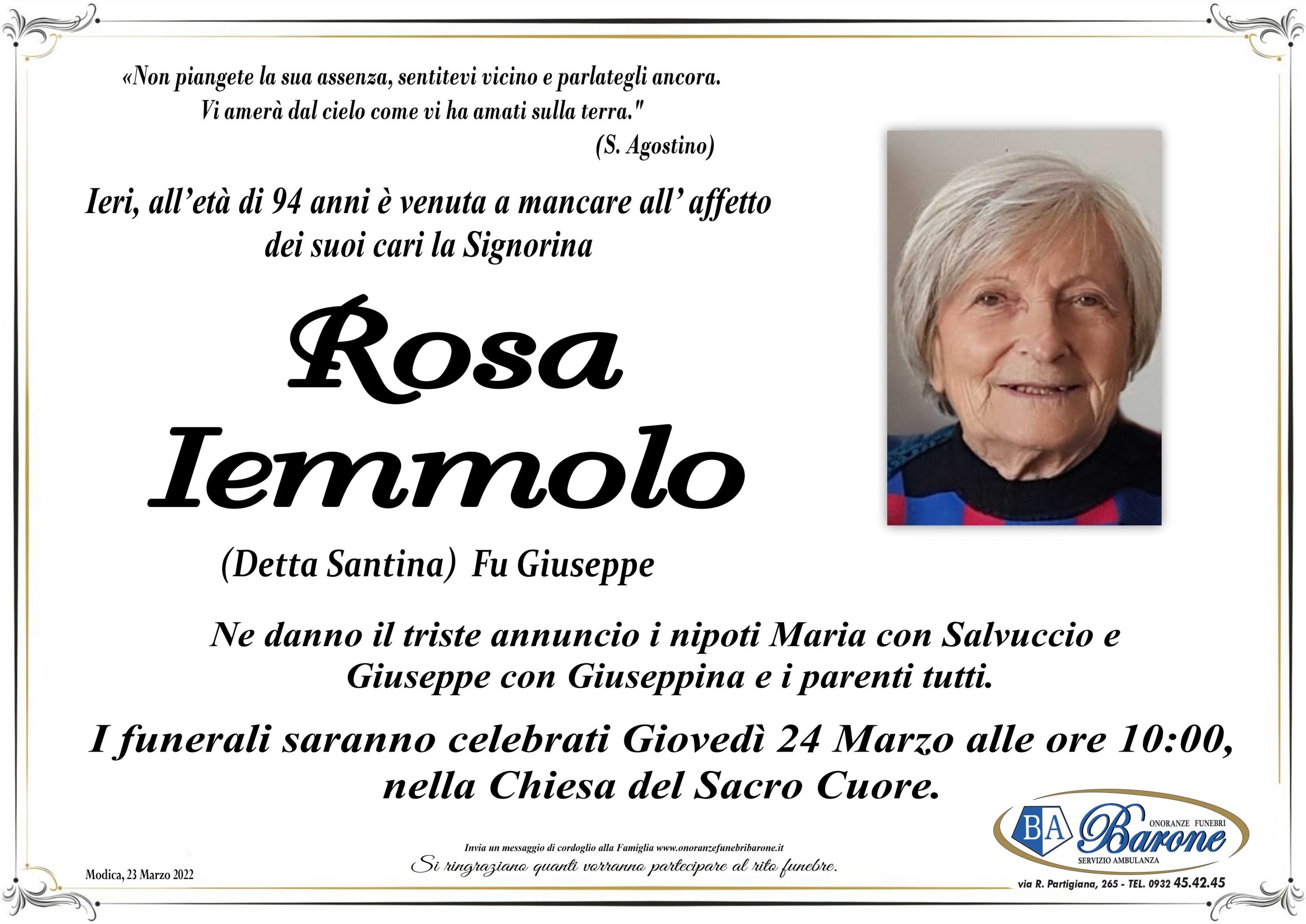 Necrologi: Rosa Iemmolo