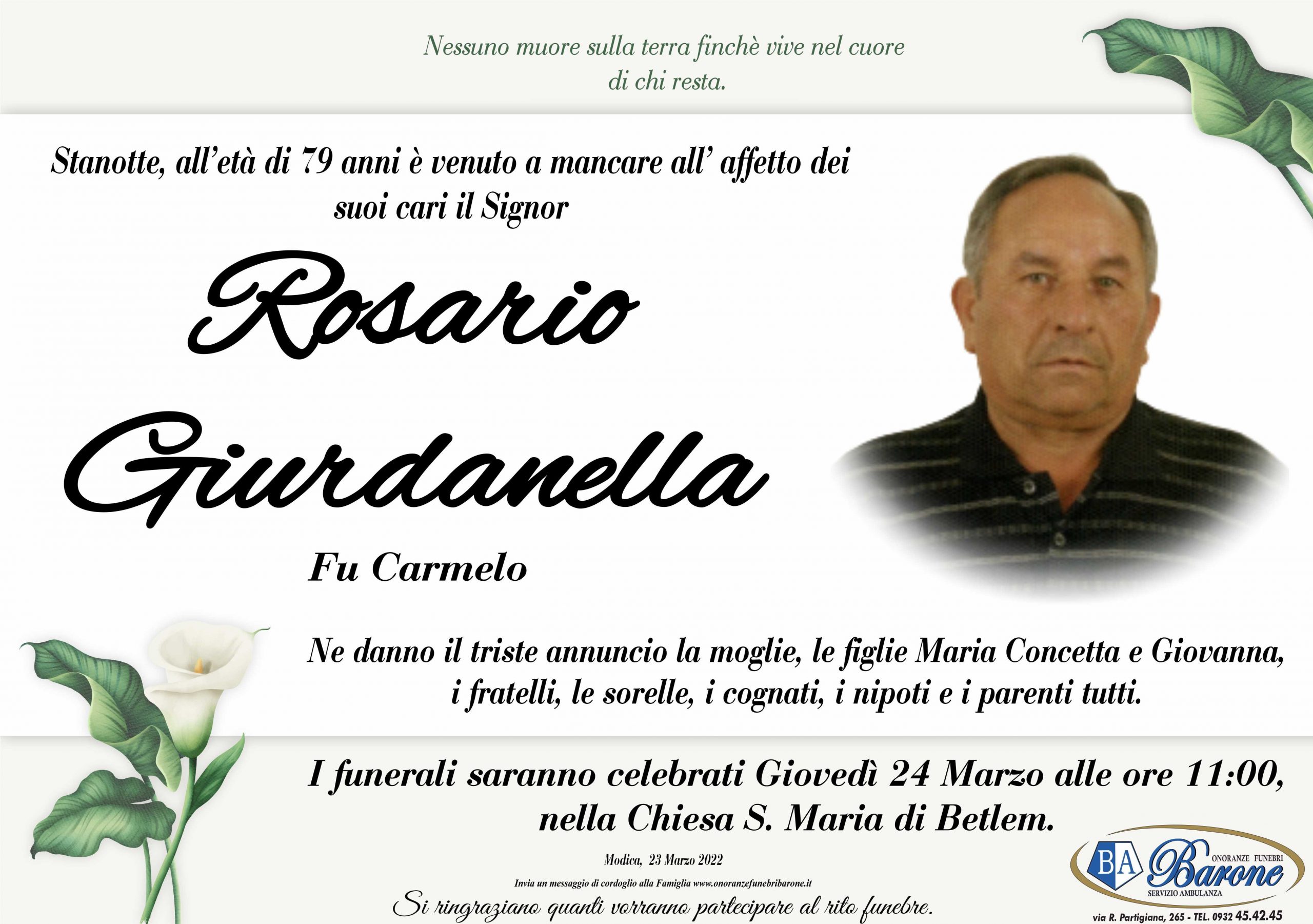 Necrologi: Rosario Giurdanella