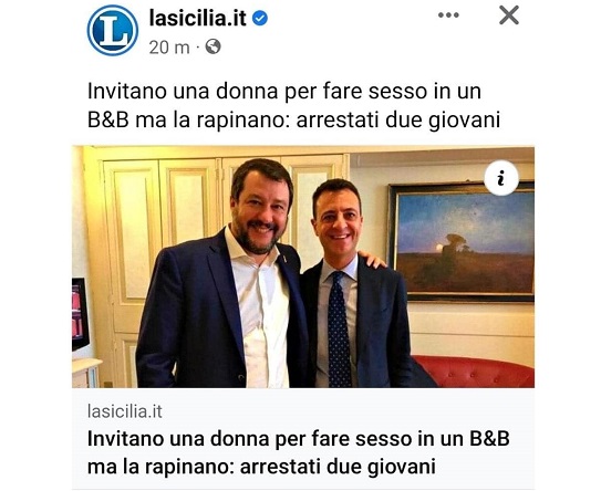 Minardo e Salvini arrestati per rapina! La gaffe tragicomica de “Lasicilia.it”