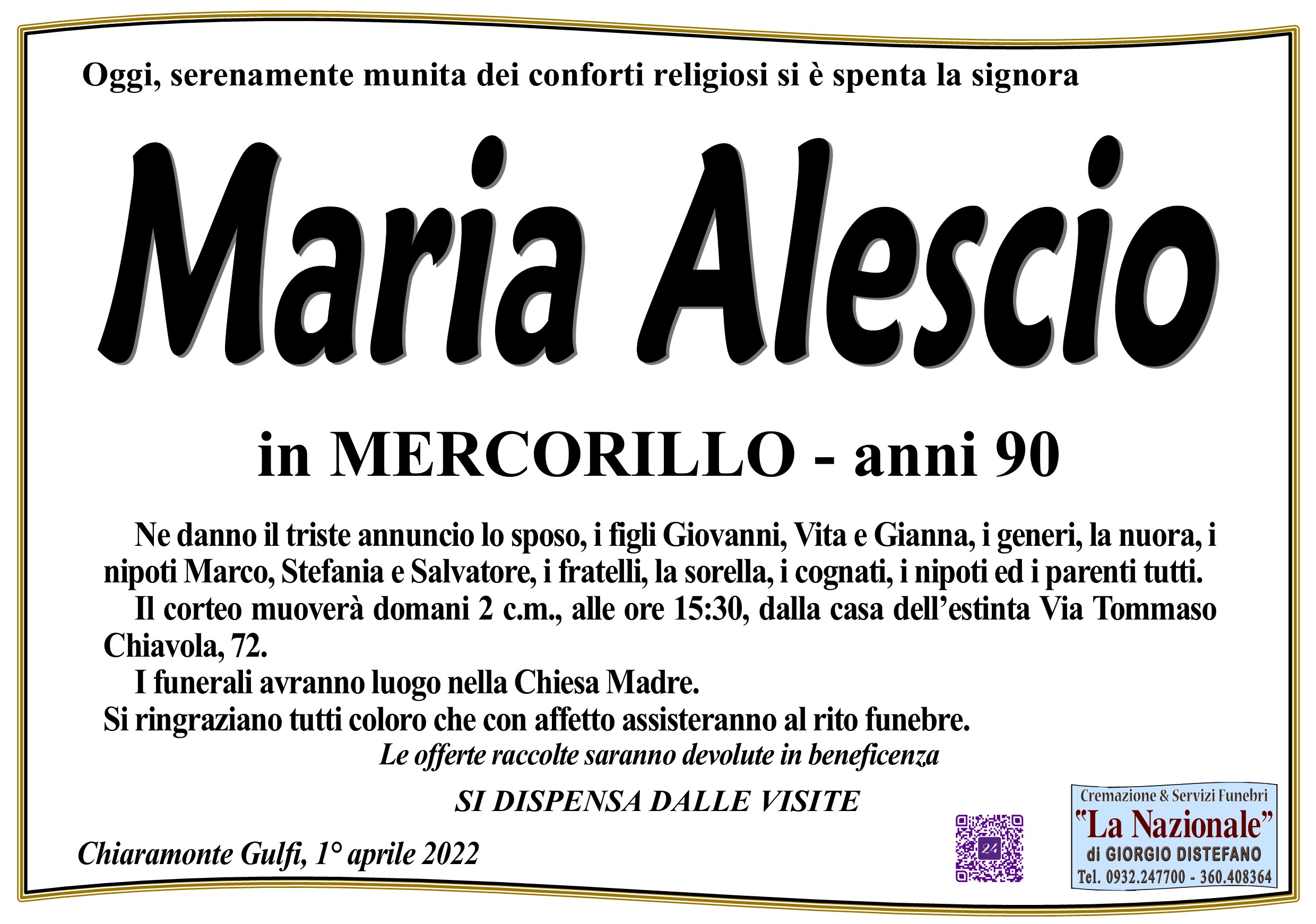 Necrologi: Maria Alescio