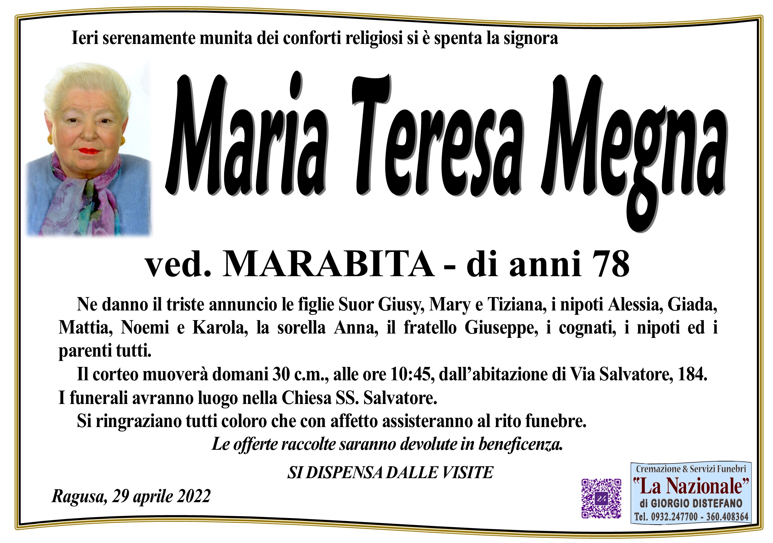 Necrologi: Maria Teresa Megna