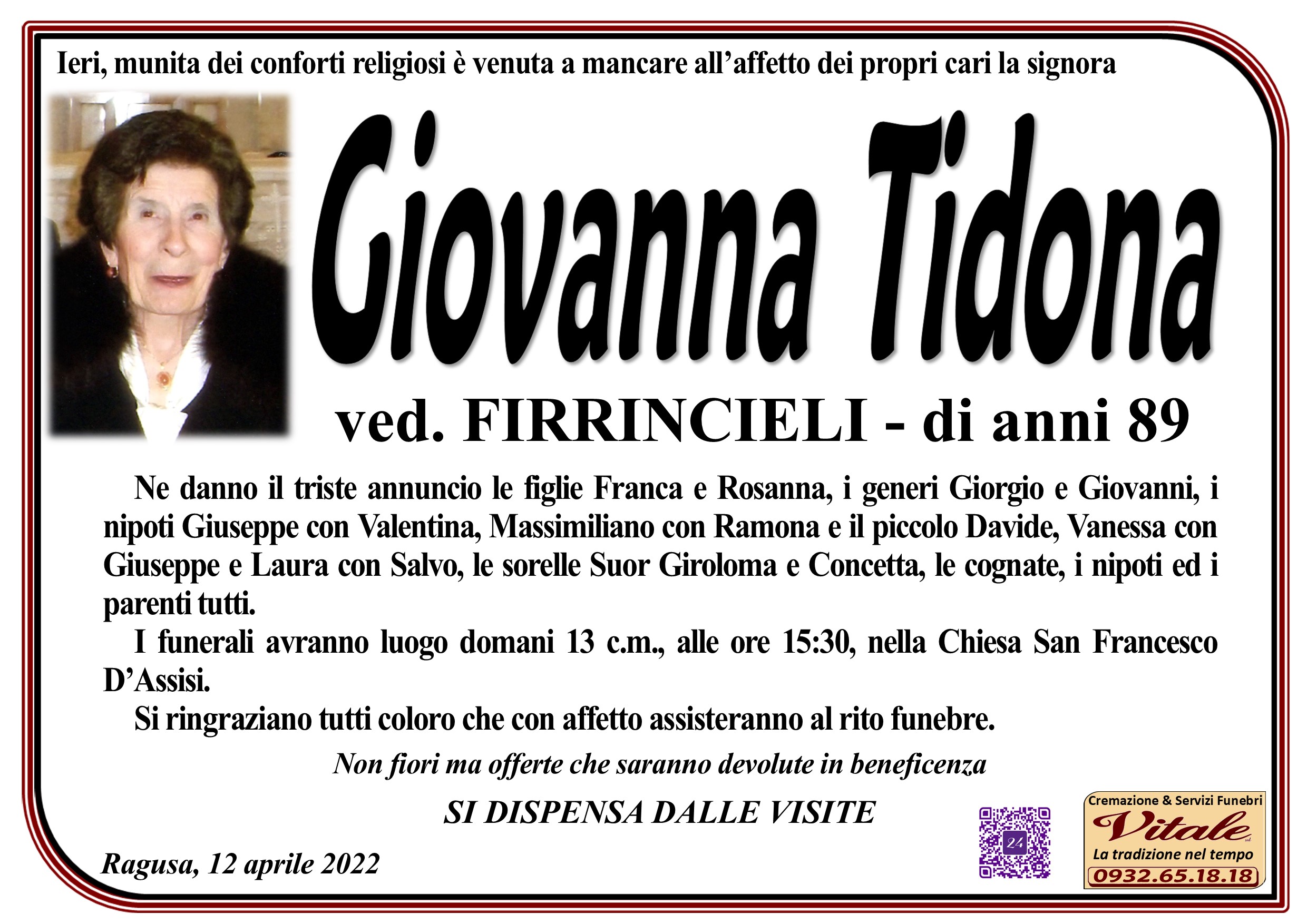 Necrologi: Giovanni Tidona